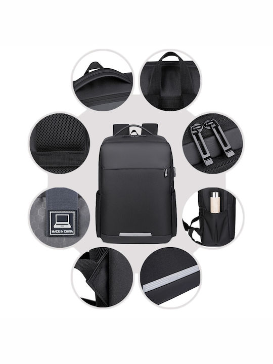 Playbags Collection Αδιάβροχη Τσάντα Πλάτης για Laptop 15.6" με Θύρα USB σε Μαύρο χρώμα