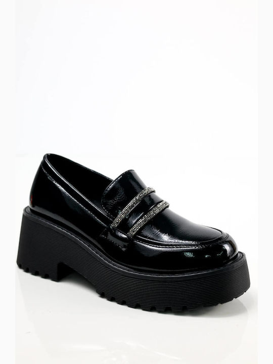 Ligglo Leder Damen Loafers in Schwarz Farbe