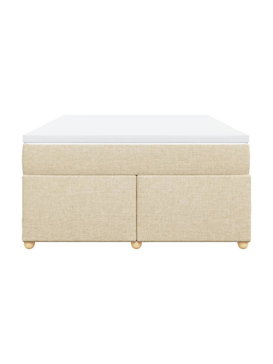 Vidaxl Boxspringbett mit Matratze Creme 160x200cm Stoff 1 Stück Doppelbett Creme