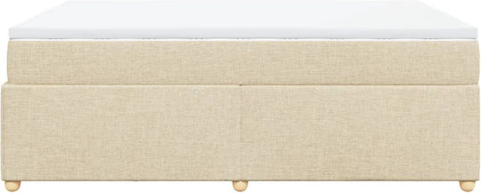 Vidaxl Pat Boxspring cu Saltea Crem 160x200cm Material Textil 1 Bucată Dublu Crem