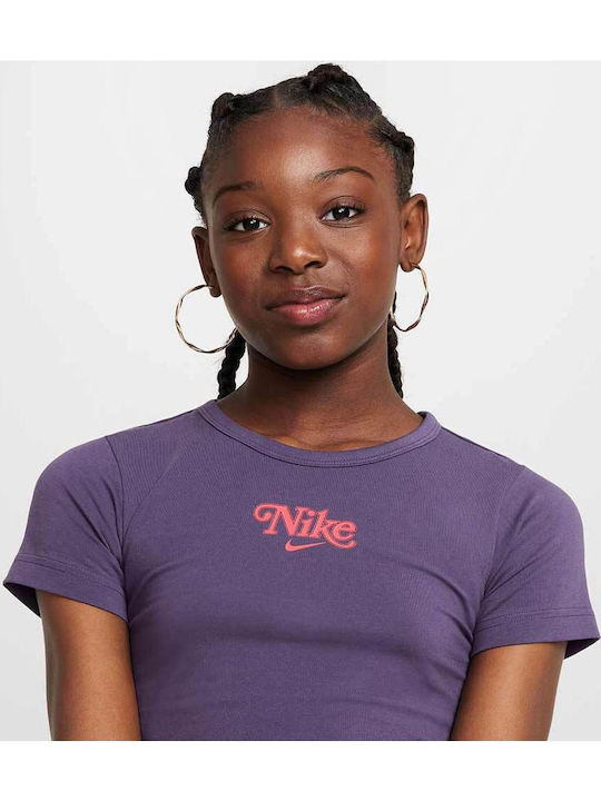 Παιδικό Crop Top Κοντομάνικο Μωβ Sportswear Trend Baby