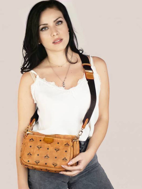 La tour Eiffel 36-201005-1 Din piele Geantă de damă Crossbody Tabac maro