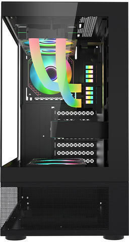 1STPLAYER MIKU Mi7-A Геймърско бюро Midi Tower Компютърна кутия със страничен прозорец и RGB осветление Черен