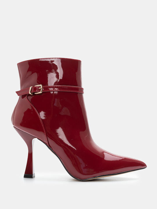 Luigi Women's Ankle Boots made of Patent Leather with High Heel Red