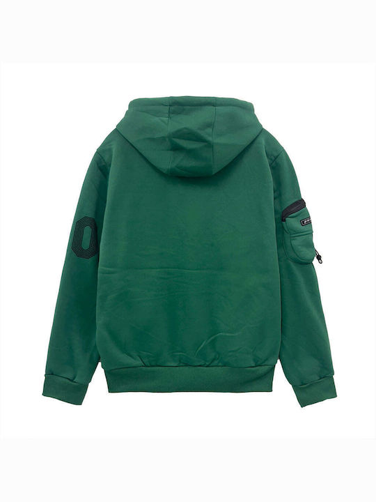 Ustyle Men's Sweatshirt Jacket with Hood and Pockets Green