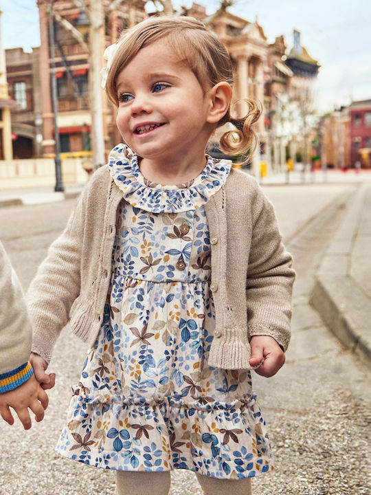 Mayoral Kids Dress Floral Long Sleeve blue