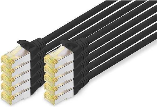 Digitus S/FTP Cat.6a (Gigabit) Καλώδιο Δικτύου Ethernet 1m Μαύρο 10τμχ