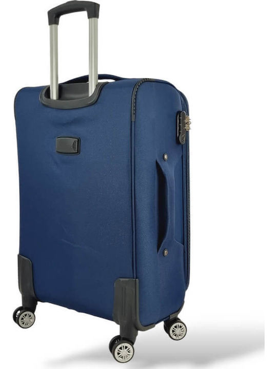 Playbags Mittlerer Stoff-Reisekoffer Blau mit 4 Rädern Höhe 65cm