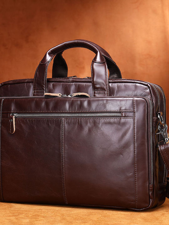 Piele Geantă pentru bărbați Servietă Burgundy