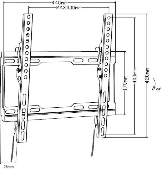 Maclean Energy MC-412 Βάση Τηλεόρασης Τοίχου έως 70" και 45kg