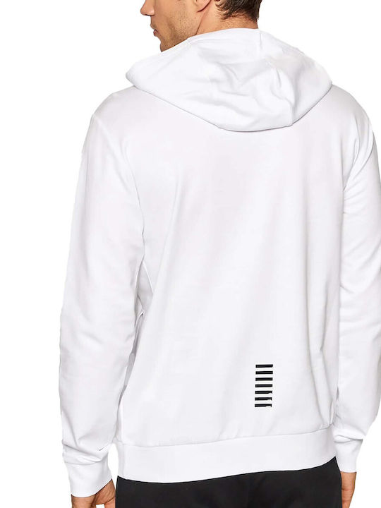 Emporio Armani Men's Sweatshirt Jacket with Hood and Pockets White