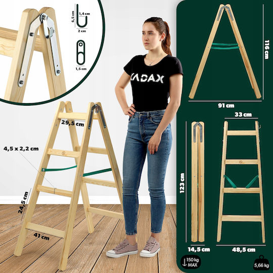 Kadax Ladder Wooden with 4 Steps
