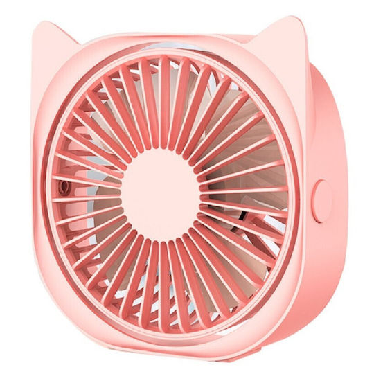 Mini Usb Desk Fan Flippy 360 Degree Rotation 3 Speeds 13.5 X 12.8 Cm Pink