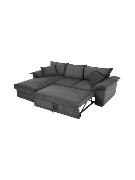 Aldo Corner Couch Bed with Left Corner & Storage Space Anthracite 256x159x87 cm