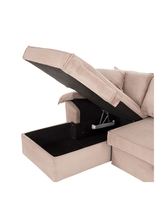 Aldo Corner Couch Bed with Left Corner and Storage Space Beige 256x159x87 cm