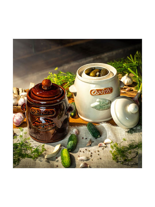 Kadax Vase General Use with Lid Ceramic Brown 5000ml