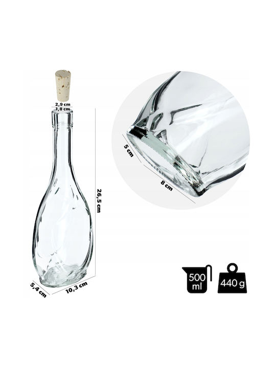Kadax Set 2 Pieces General Use Glass Jars with Cork Transparent 500ml 2 Pieces