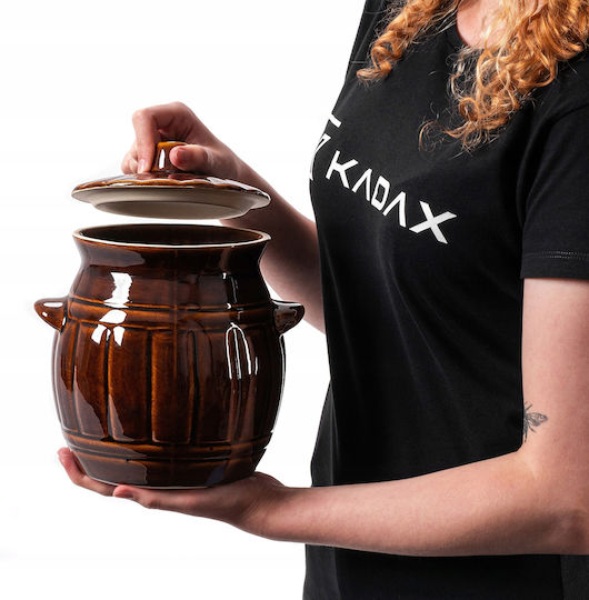 Kadax Ваза Обща Употреба с Капак Керамика Кафява 2700ml