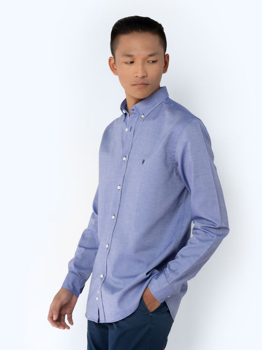 Long-sleeved Cotton Shirt Dark Blue
