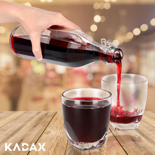 Kadax Flasche Wasser Glas mit Korken Transparent 1000ml 6 Stück