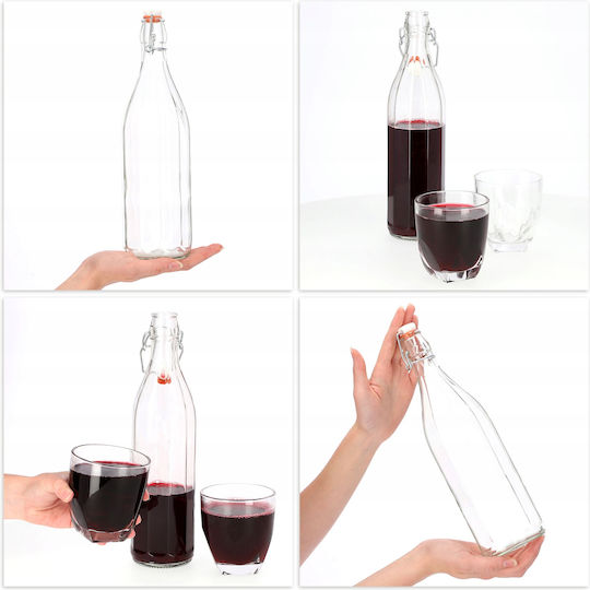 Kadax Flasche Wasser Glas mit Korken Transparent 1000ml 6 Stück