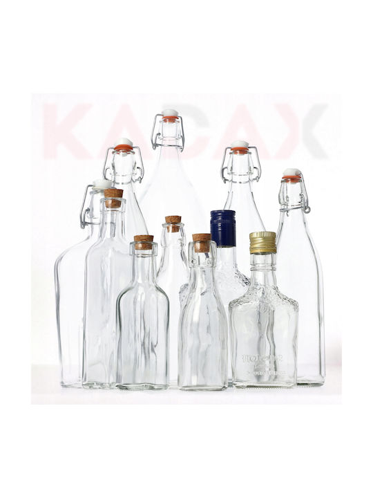 Kadax Μπουκάλι Νερού Γυάλινο με Φελλό Διάφανο 2000ml 3 Τεμάχια