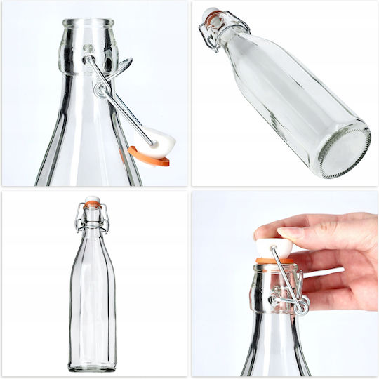 Kadax Flasche Wasser Glas mit Korken Transparent 1000ml 6 Stück