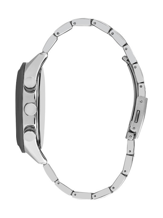 Lee Cooper Ανδρικό Ρολόι 45mm Μπαταρίας με Ασημί Μεταλλικό Μπρασελέ