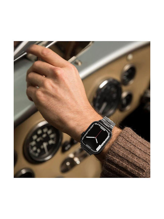 Techsuit Armband Rostfreier Stahl Schwarz (Apple Watch 44/45/46mm/Ultra 49mm)