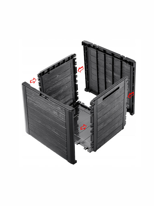 Kadax Cutie de depozitare pentru exterior Plastic 140lt Gri L58.5xW46xH55buc
