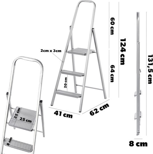 Kadax Σκαλοσκαμπό Σιδήρου 3 Σκαλιών 193cm