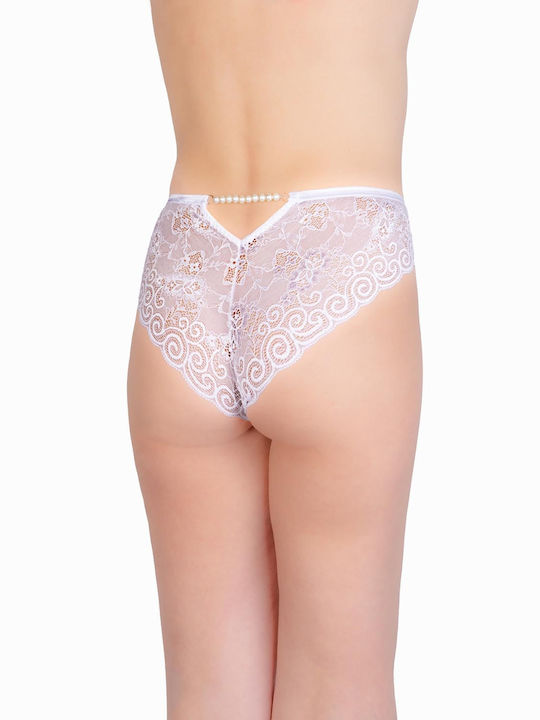 Elite High-waisted Women's Brazil with Lace White