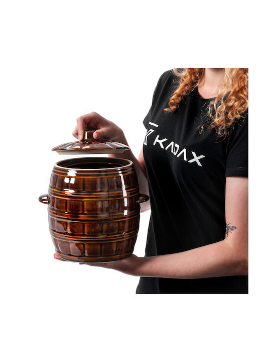 Kadax Βάζο Γενικής Χρήσης με Καπάκι Κεραμικό Καφέ 4000ml 1τμχ