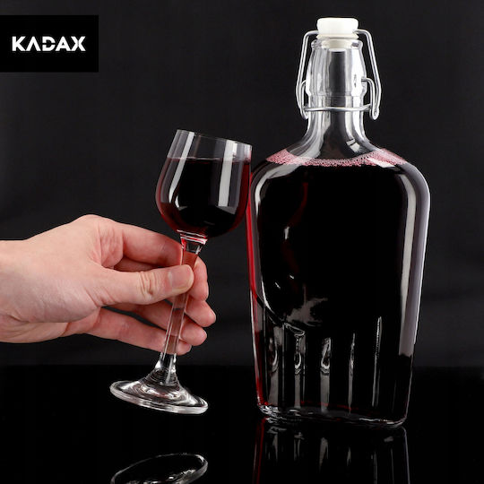 Kadax Μπουκάλι Νερού Γυάλινο με Κλιπ Διάφανο 500ml 6 Τεμάχια