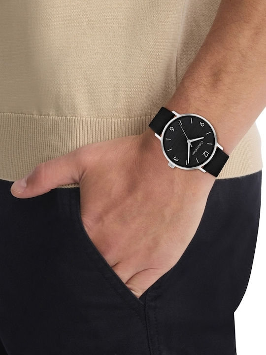 Calvin Klein Modern Ανδρικό Ρολόι 42mm Μπαταρίας με Μαύρο Δερμάτινο Λουράκι