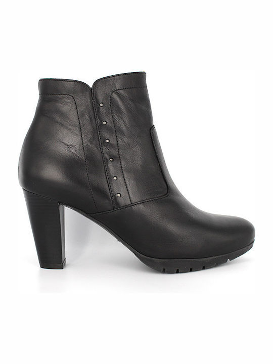 Desiree Leather Women's Ankle Boots with High Heel Black