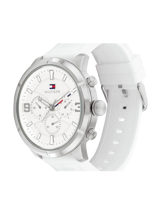 Tommy Hilfiger Wild Мъжки Часовник 50mm На Батерия С Бяла Каучукова Каишка
