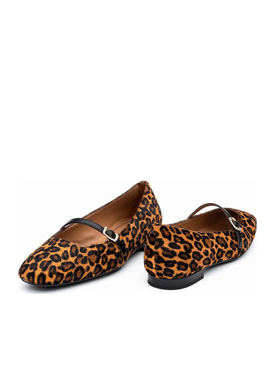 Leather Ballerinas With strap Multicolour