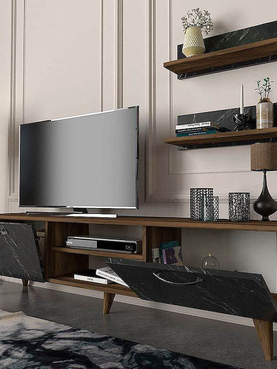 Животно помещение ТВ единица Colin Walnut / Black marble effect Д150xШ30xВ40.6бр