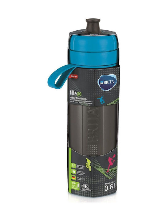 Brita Active Αθλητικό Παγούρι Πλαστικό με Καλαμάκι και Φίλτρο 600ml Μπλε