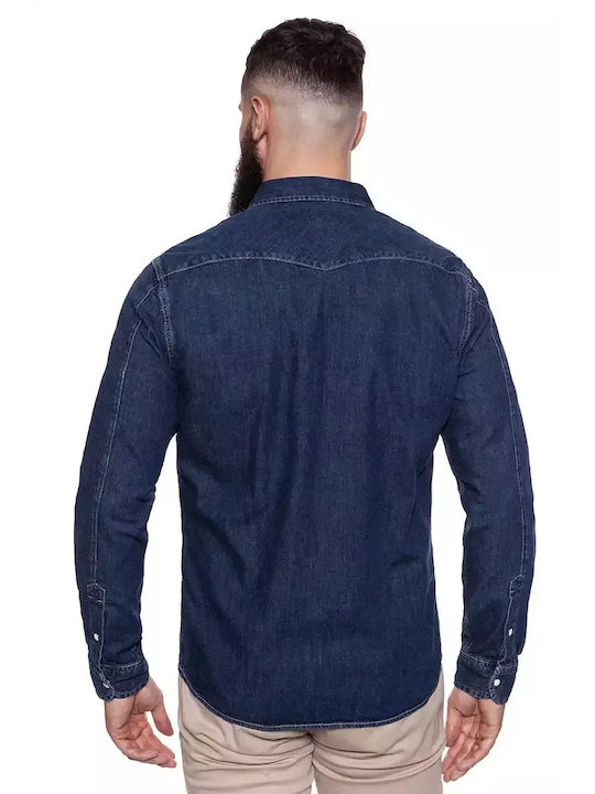 Lee Men's Shirt Long Sleeve Denim Navy Blue