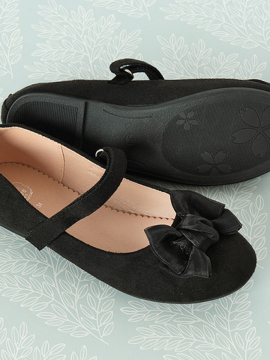 Kids Ballerinas with Hoop & Loop Closure Black
