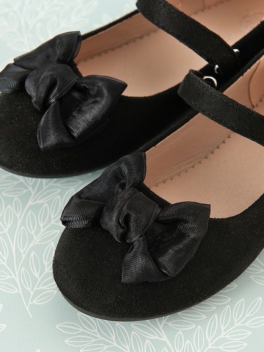 Kids Ballerinas with Hoop & Loop Closure Black
