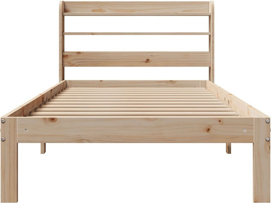 Pat Single Din Lemn Maro Cu Plăci Pentru Saltea 82x190cm