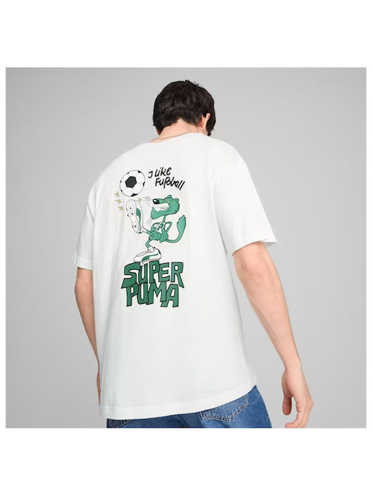 Puma Graphics Super T-shirt Bărbătesc cu Mânecă Scurtă White