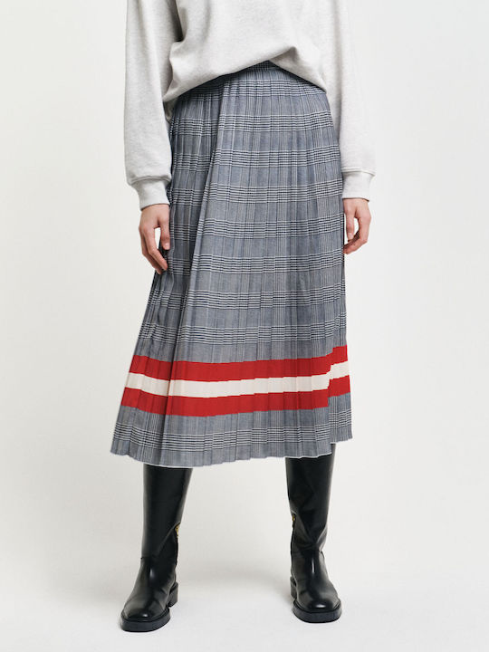 Gant Pleated Midi Skirt Checked in Blue color