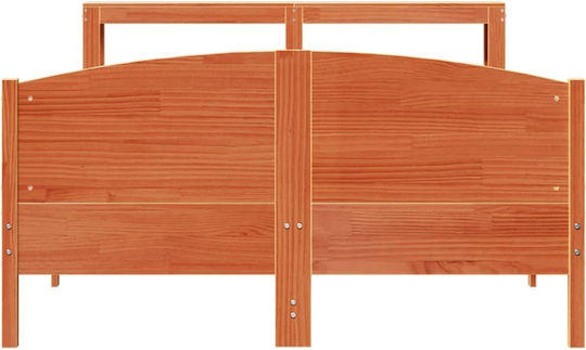 King Size Holzbetten Braune Kiefer mit Lattenrost für Matratze 190x190cm