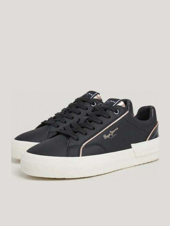Pepe Jeans Allen Flatforms Sneakers Μαύρα