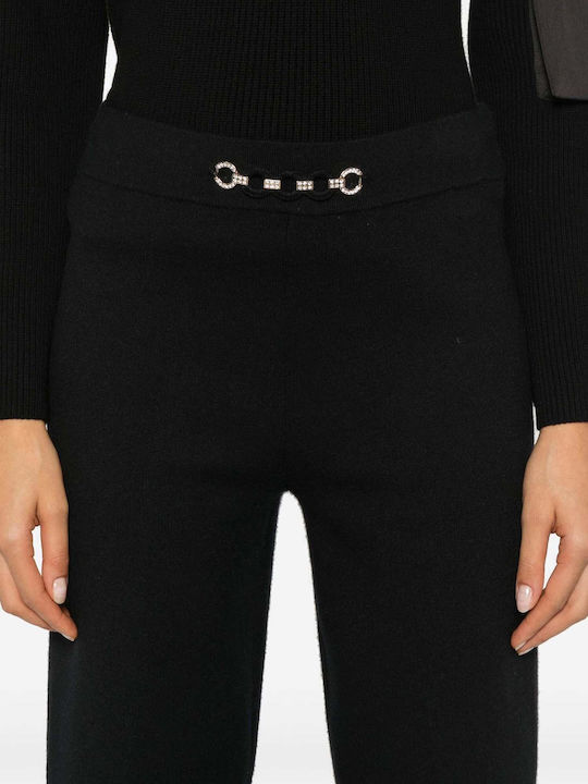 Women's Fabric Flared Trousers Black