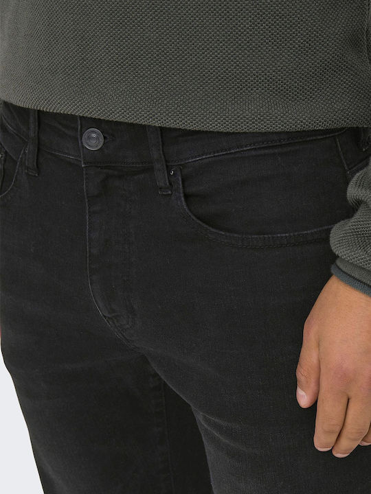Ανδρικό Παντελόνι Τζιν με Slim Εφαρμογή black denim